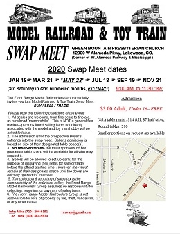 Front Range Model Railroaders Group - Swap Meet 9:00 AM to 11:30, Saturday